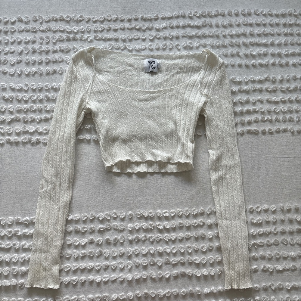 Princess Polly, white long sleeve crop top